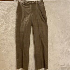 Anne Klein Trouser Womens Size 10 Brown Check High Rise  Straight Zip/Button